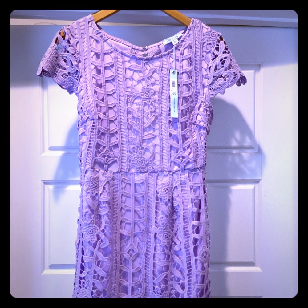 Lilac Lace Backless Dress
